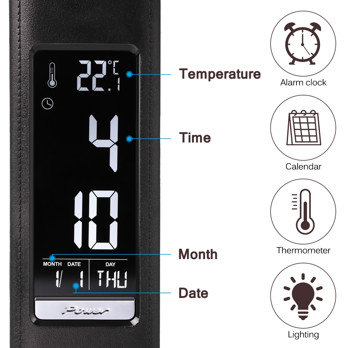 Flexible LED Desk Lamp Rechargeable Eye Protection Touch Dimmable Reading Lamp With Calendar Temperature Alarm Clock for Office