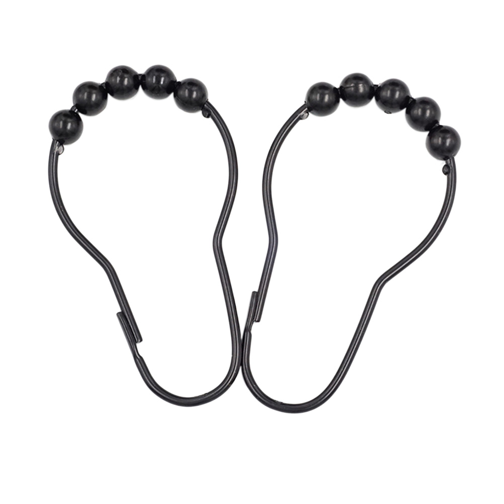 Ganchos de Metal para anillos de cortina, rodamientos de bolas de rodillo de ducha, Clips colgantes silenciosos, decoración del hogar, accesorios de baño, 12 Uds.: Default Title