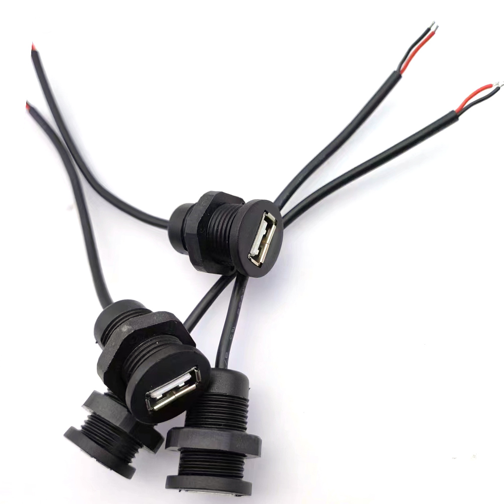 Conector de chasis USB hembra impermeable con cable
