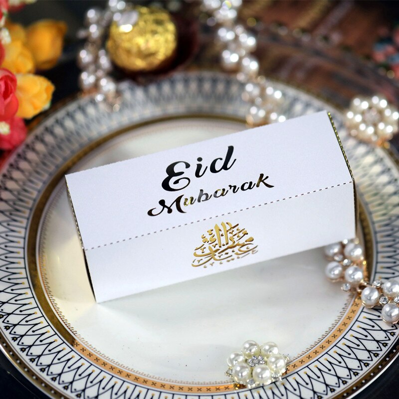 10Pcs Eid Mubarak Doos Snoep Box Ramadan Kareem Favor Boxes Islamitische Moslim Festival Gelukkig Al-Fitr Eid feestartikelen