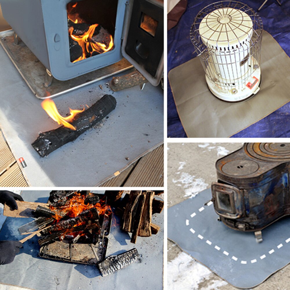 Fire Pit Pad Prevent Floor Deck Mat Camping Fireproof Grill Mat Blanket Heat Insulation Pad For Outdoors Picnic Barbecue BBQ