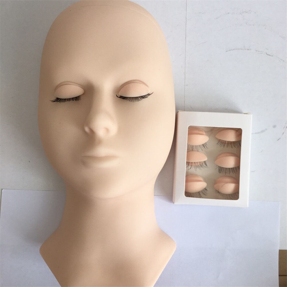 Cílios acessórios manequim para cílios manequim para cílios extensão suprimentos conjunto para cílios manequim prática cabeça cílios: Mold and Eye-B