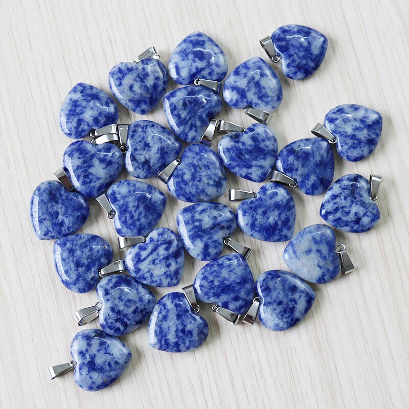 Charms Natural Sodalite Stone Love Heart Beads Pendants 20mm DIY Jewelry Making For Women: 25pcs