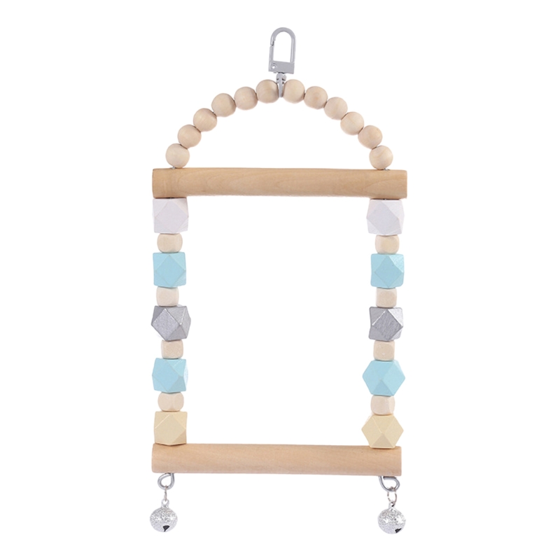 View of Parrot Wood Swing Hanging Chew Toys Bird Cage Toy ... - Grandado
