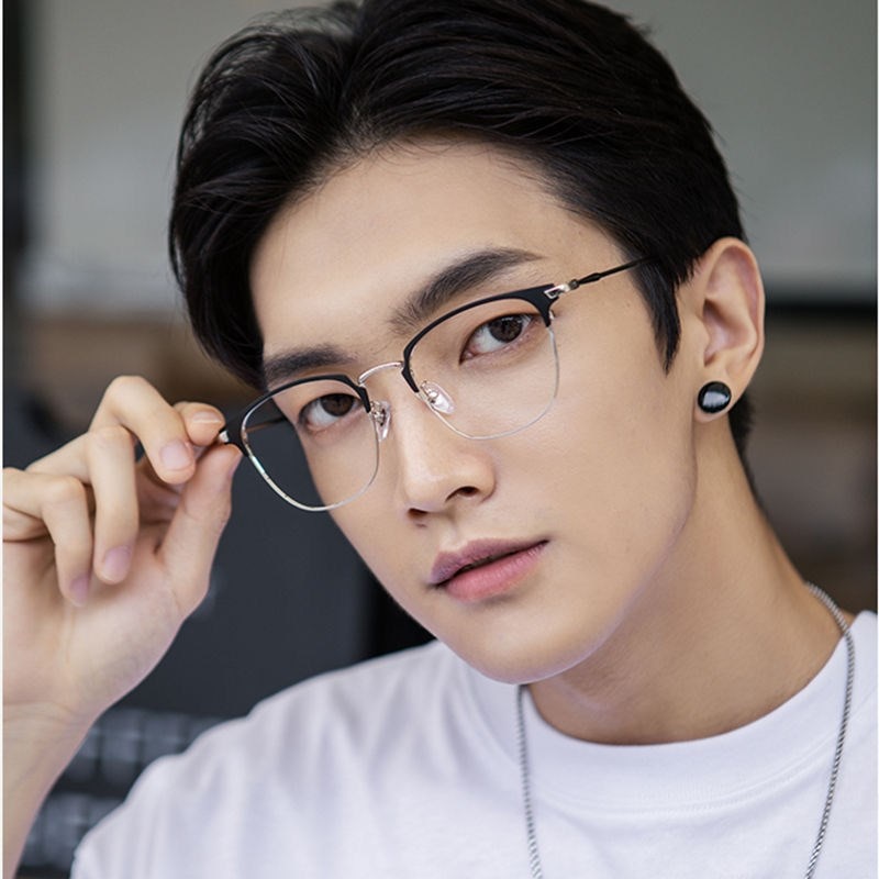 Mode Unisex Vierkante Vlakte Bril Voor Mannen Vrouwen Metalen Frame Glazen Voor Party Brillen Gentle Black Wenkbrauw Frame