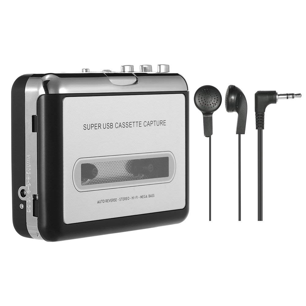 Reproductor de Cassette portátil, captura grabadora de Cassette a través de USB, Compatible con portátiles y cinta de conversión de PC, cas: Default Title