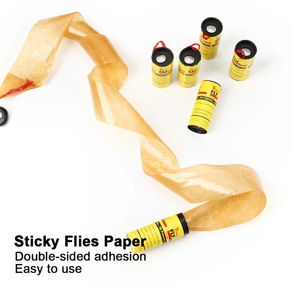 120–4 Rollen Fliegen-Klebepapier, stärker Klebestreifen für Fliegen, Papierstreifen, doppelseitiges fliegendes Insekten-Insekten-Mücken-Fänger-Rollenband