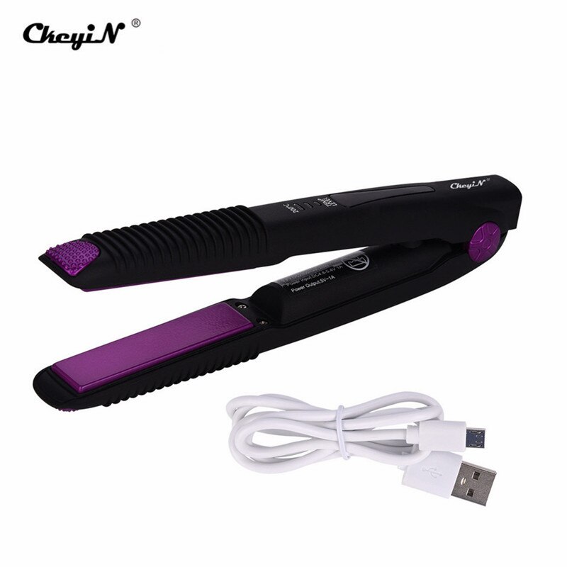 Plancha de pelo recargable por USB, plancha de pelo inalámbrica portátil, para rizar plancha plana, herramienta de estilismo: Default Title