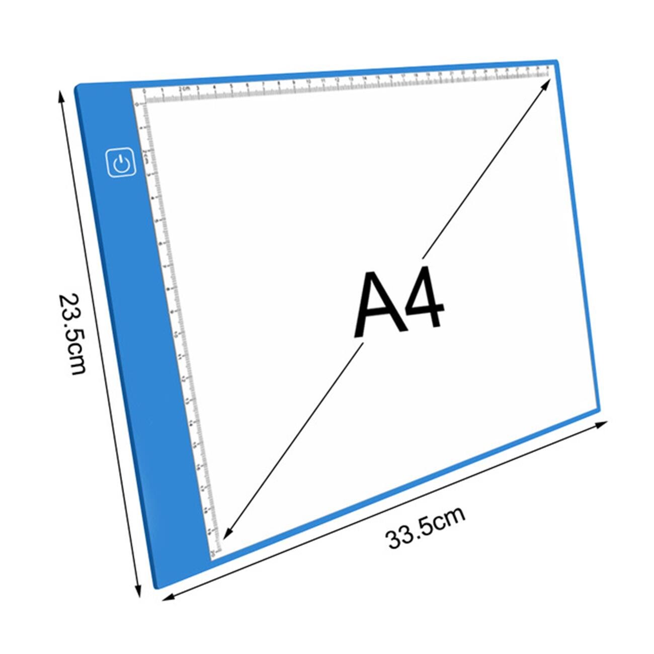 A4 Digitale Grafische Tablet Tekentafel Led Oplaadbare Met Schaal Aanimation Llight Box Tablet Computer 3-Niveau Dimmen Dunne: Blue