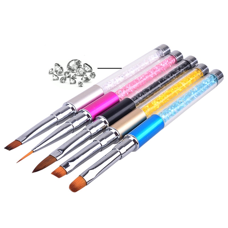 Strass Nail Art Ronde Top Acryl Uv Gel Extension Builder Bloem Schilderij Tekening Brush Pen Manicure Gereedschap