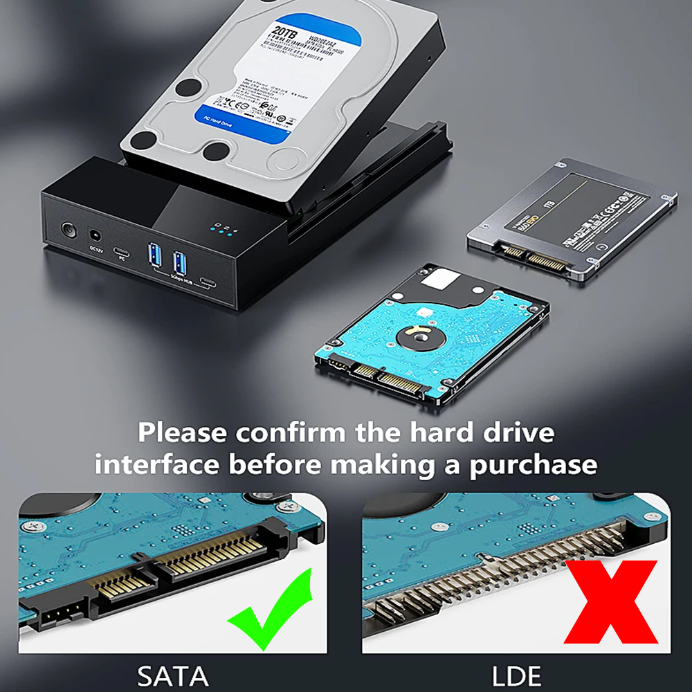 USB 3.0 naar 3,5 inch SATA harde schijf Docking Station Externe harde schijfbehuizing voor 3,5 2,5 inch SATA SSD HDD tot 20 TB