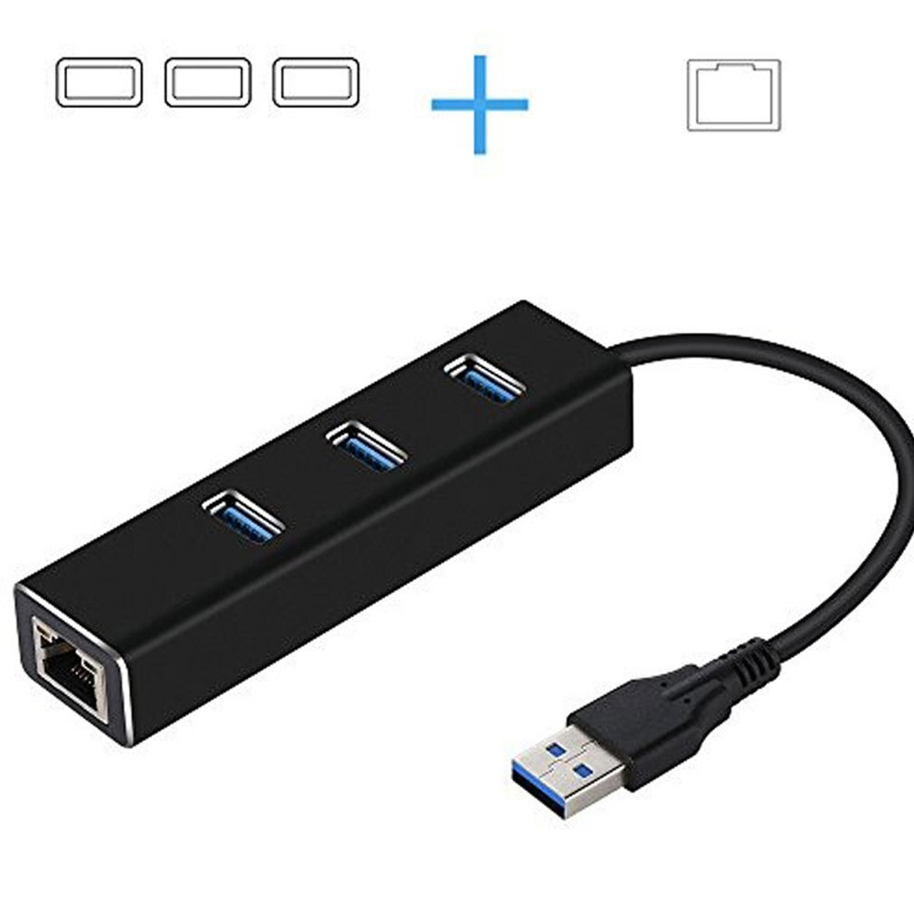 USB3.0HUB + Gigabit Network Card Hub 3 Ports USB 3.0 Gigabit Ethernet LAN Rj45 Network Adapter Hub to 1000mbps