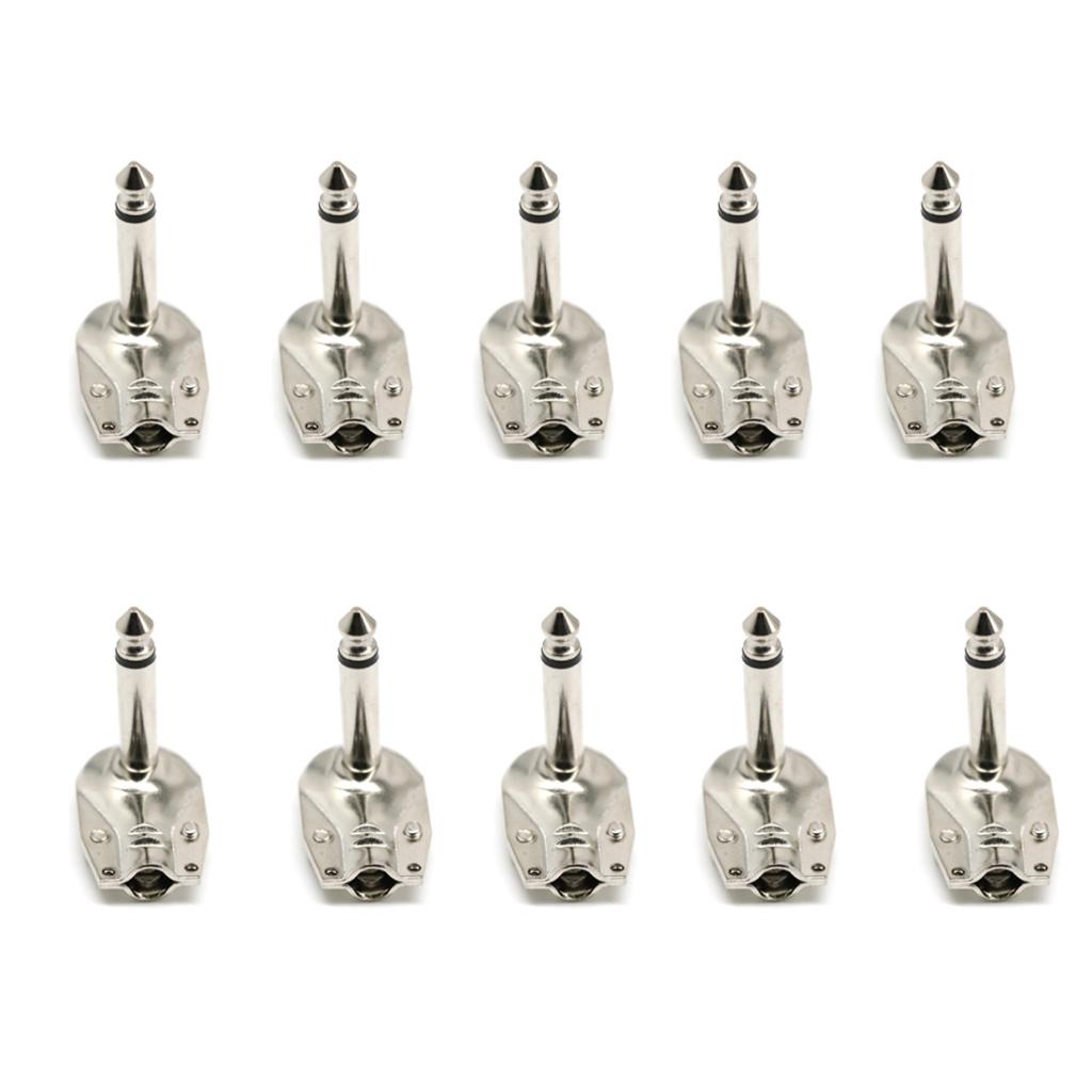 10pcs 1/4'' 6.35mm Mono 90 Degree Angle Guitar Plug Flat Male Connector Adapter Solder Lugs