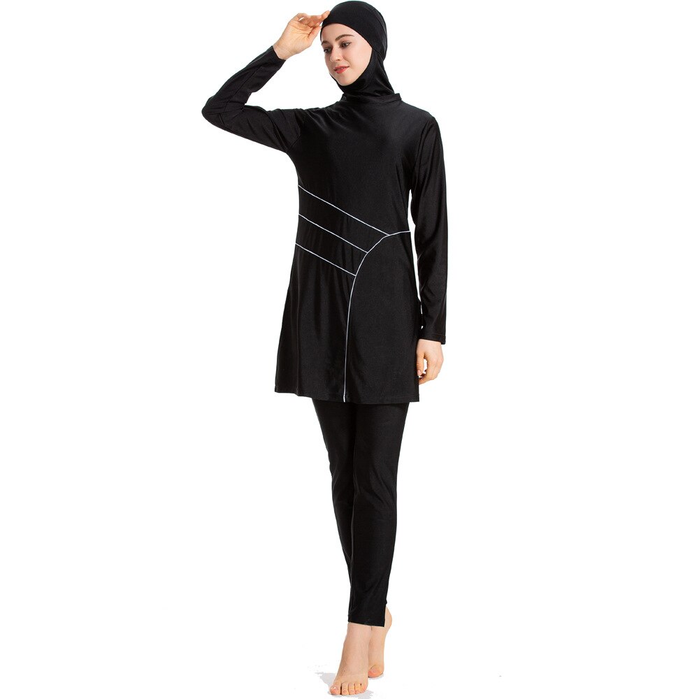 Arabische Islamitische Vrouwen Zwemkleding 3 Stuk Moslim Badmode Hooded Hijab Badpak Bescheiden Zwemmen Surfkleding Sport Volledige Pak Voor zwemmen