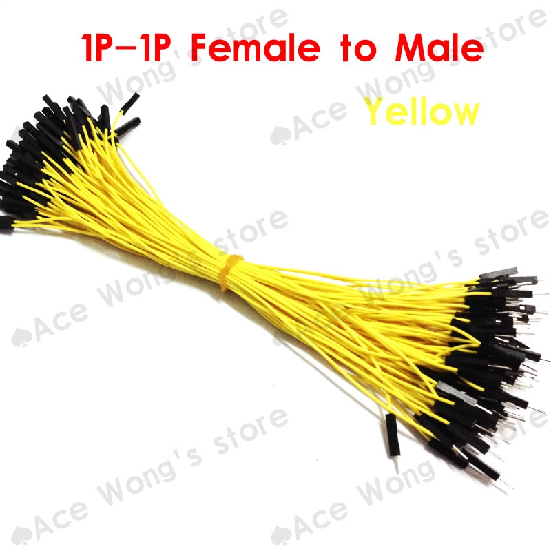 Gratis 100 stks/partij 1 p om 1 p 20 cm geel man-vrouw doorverbindingsdraad Dupont kabel