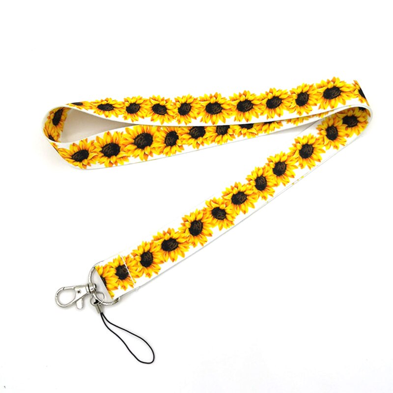 Zonnebloemen Neck Strap Lanyard Voor Sleutels Tags Id Werk Verpleegkundige Kaart Badge Houder Mobiele Bandjes Telefoon Touw Sleutelhanger Keycord Lint