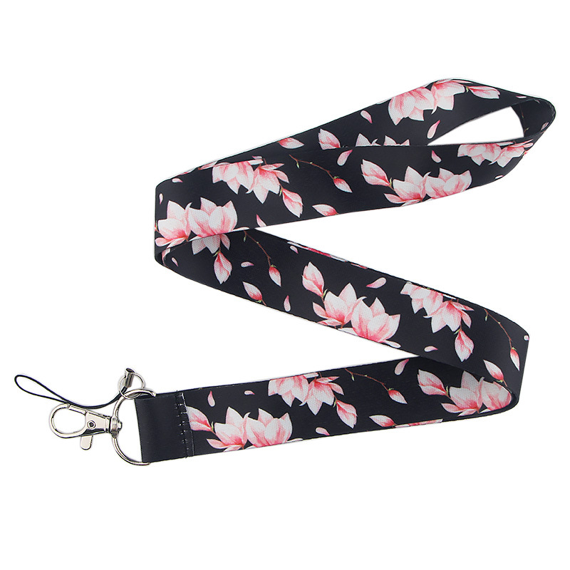 Lanière porte-clé USB à fleurs roses pour téléphone portable, porte-Badge, carte d&#39;identité, cordon, accessoires, ruban: 1