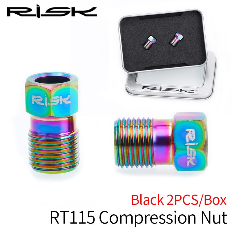RISK-tornillos de titanio para fijación de frenos de disco de bicicleta, pinza hidráulica de aceite, manivela: Compress Nut-Rainbow