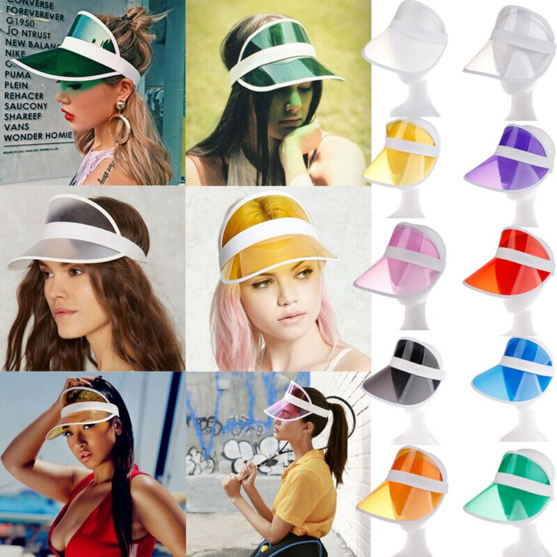 Verano PVC sombrero para el sol visera para Casual sombrero plástico transparente para adultos protección solar gorra de playa