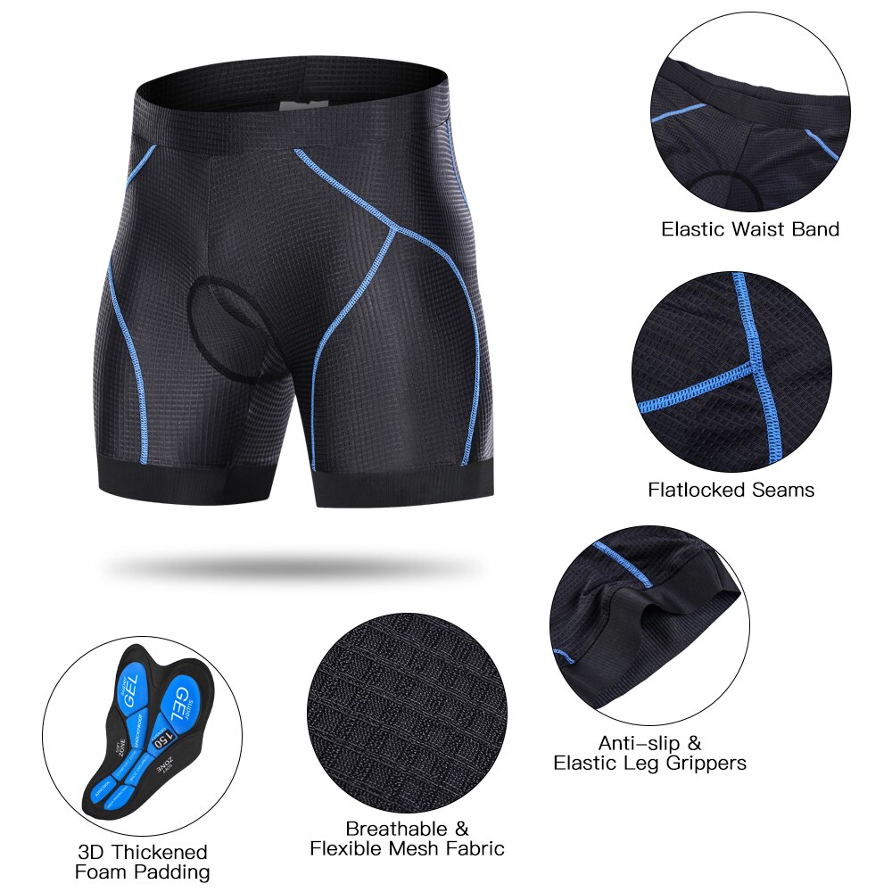 Pantaloncini imbottiti per bici da uomo con impugnature antiscivolo ciclismo intimo imbottito 3D pantaloncini da equitazione per biciclette pantaloncini da ciclismo