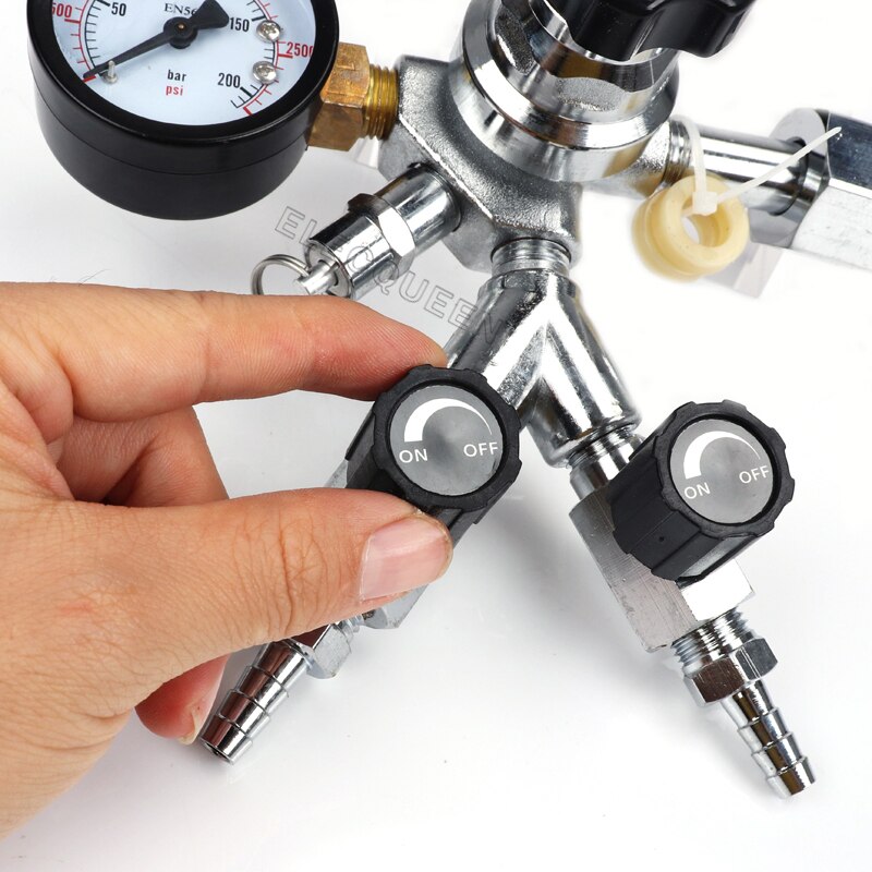 CO2 Dual Gauge Regulator with Y splier and two Checkvalve, Homebrew CO2 Regulator, 0~3000psi, 0~60psi,W21.8