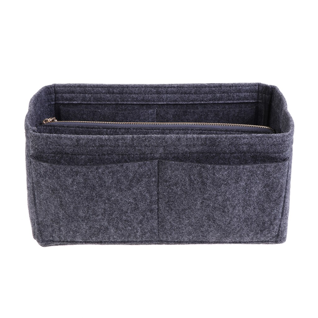 Multi Pocket Vilt Purse Handtas Organizer Insert Opslag Tote Shaper Stof Tas: Gray / M
