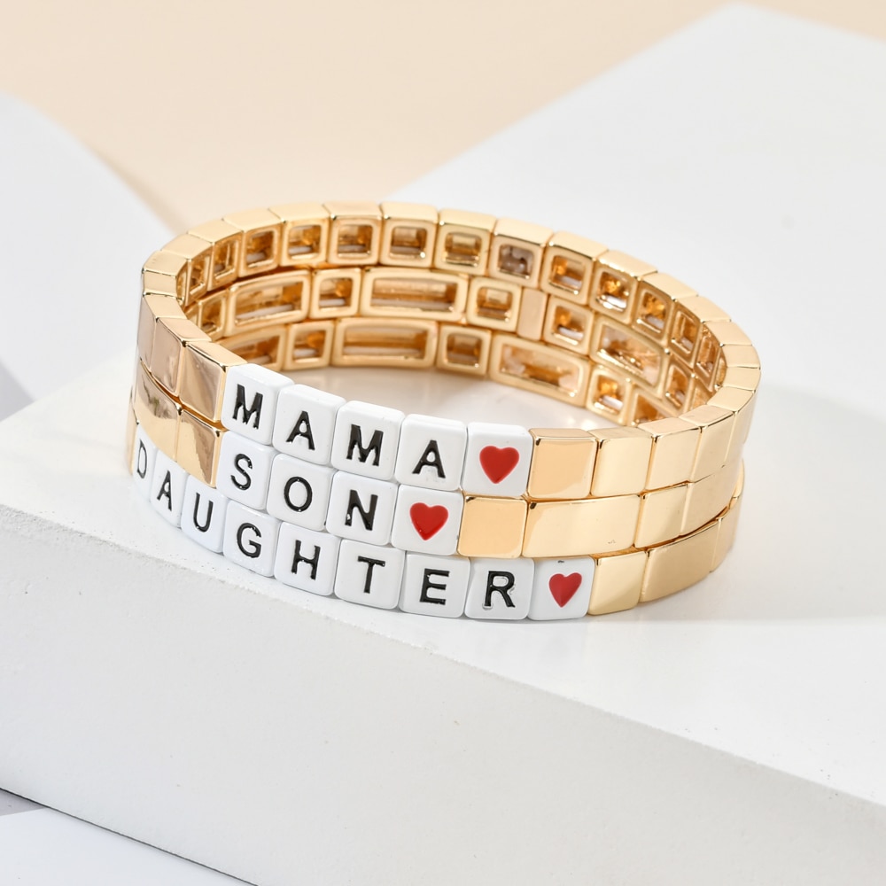 Zmzy guldfärg pulseira mama tjej pojke familjearmband metall sten armband & armband för kvinnor smycken femme love berloque