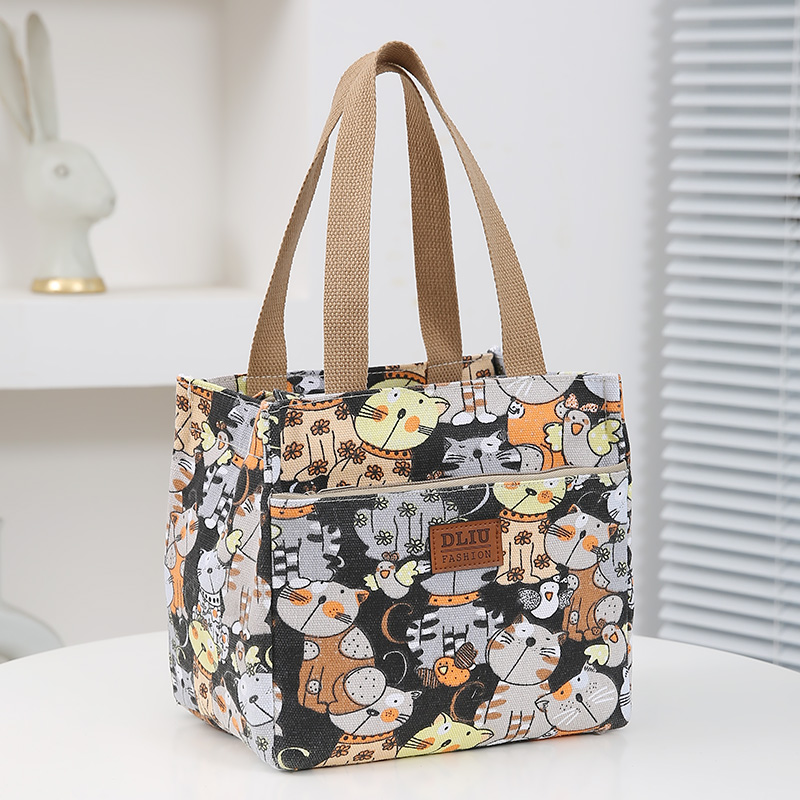 Insulation Bag Cooler Portable Ice Bag Print Multipurpose Lunch Bag Bento Bag Household Lunch Box Handbag: Red