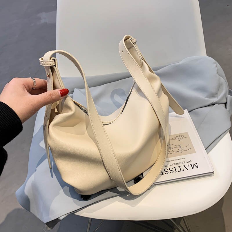 Luxus-handtasche aus pu-leder für damen, Käufer, einfarbig, großes fassungsvermöGen, schulterförmig, tellerförmig: Mibaise