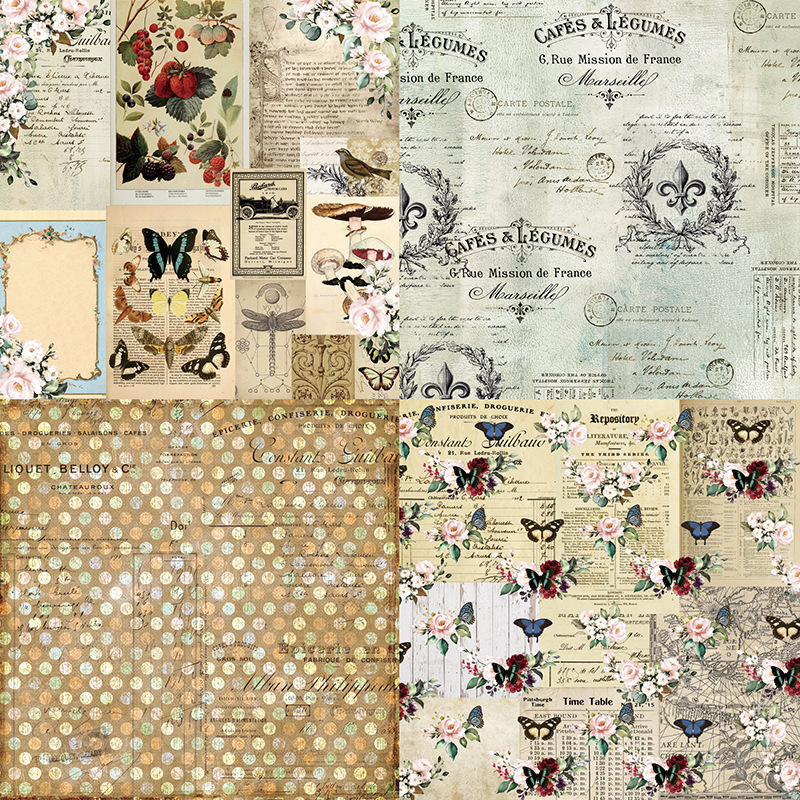 24 Sheets 6 "X6" Papier Vintage Vlinders Pack Patroon Creatieve Scrapbooking Papier Pack Handgemaakte Ambachtelijke Papier Ambachtelijke Achtergrond pad