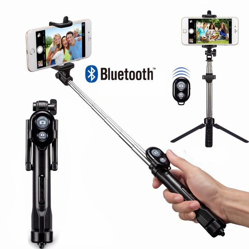 3 In 1 Aluminium Uitbreidbaar Monopod Selfie Stok Statief Bluetooth Afstandsbediening Voor Iphone 11 Pro Samsung Draadloze Selfiestick