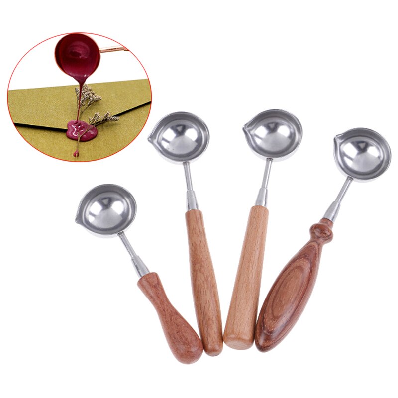 1 stk træhåndtag ske speciel voksforsegling smelteske til scrapbooking voks ske retro voksforsegling stempel tilbehør