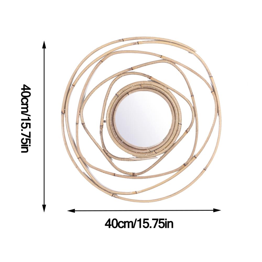 Rattan Dressing Mirror Innovative Art Decor Round Mirror Living Room Wall Hanging Mirror Bathroom Decoration Makeup Mirror: E