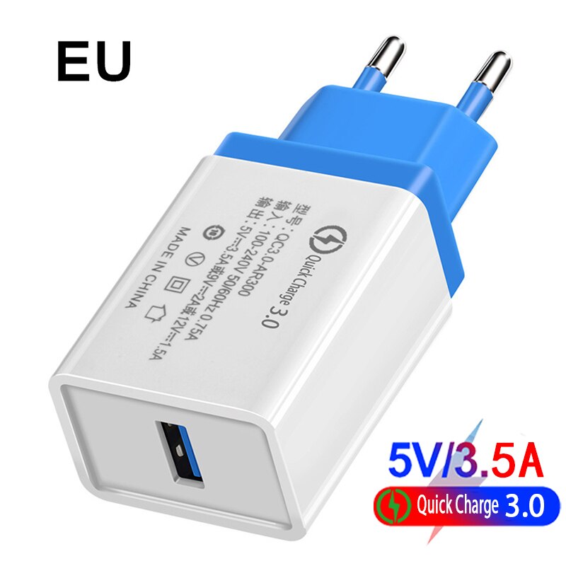 Quick Charge 3,0 USB Schnelle Ladegerät QC 3,0 USB Wand Ladegerät Adapter Telefon Ladegeräte Für iphone Xiaomi Samsung Huawei Telefon ladegeräte: EU Blue