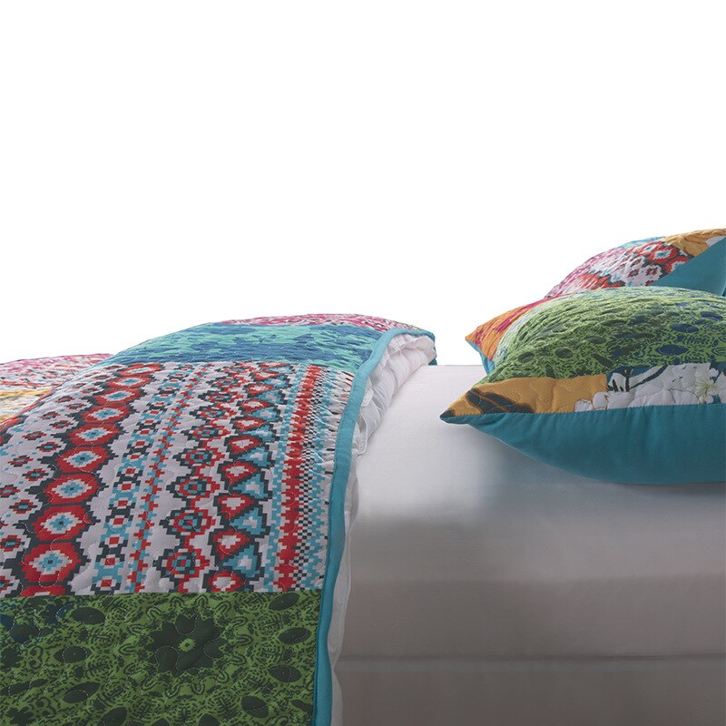 Bloemenprint Gewatteerde Sprei Op Het Bed Patchwork Dekbed Dekbed Deken Dekbed Plaid Linnen Cubrecam Bed Cover Colchas Koningin