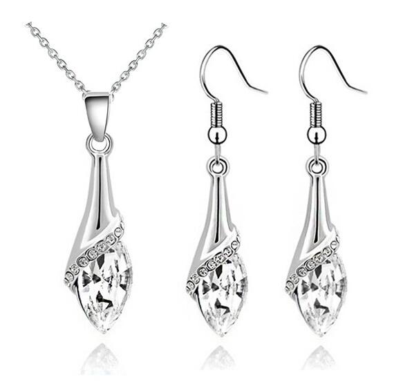 Angel Eye Water Kristallen Hanger Ketting Earring Mode-sieraden Set Brithday Girl Lover Bitheday Zomer Strand: white