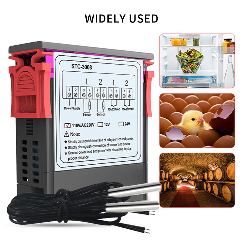 Digital Temperature Controller Thermostat Thermoregulator incubator Relay LED 10A Heating Cooling STC-3000 STC 1000 12V 24V 220V