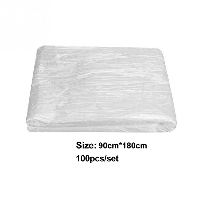 100pcs Portable Couch Cover Plastic Waxing Protection Spa Bed Sheets Waterproof Transparent Massage Tables Disposable Use DIY: 90x180cm