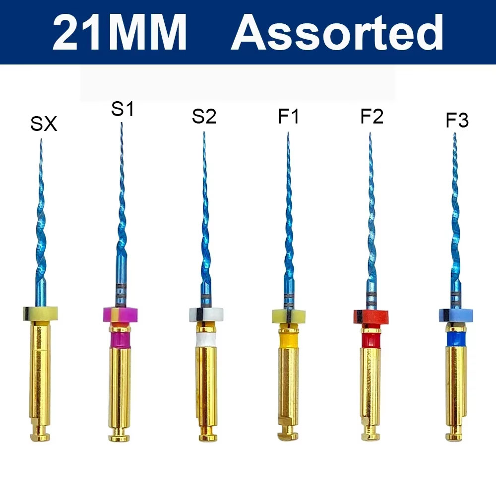 Dental Gold Flexible Files Endo Rotary Files Golden Endodontic Files 19/21/25mm Nickel Titainium Dentistry Root Canal Material: 2