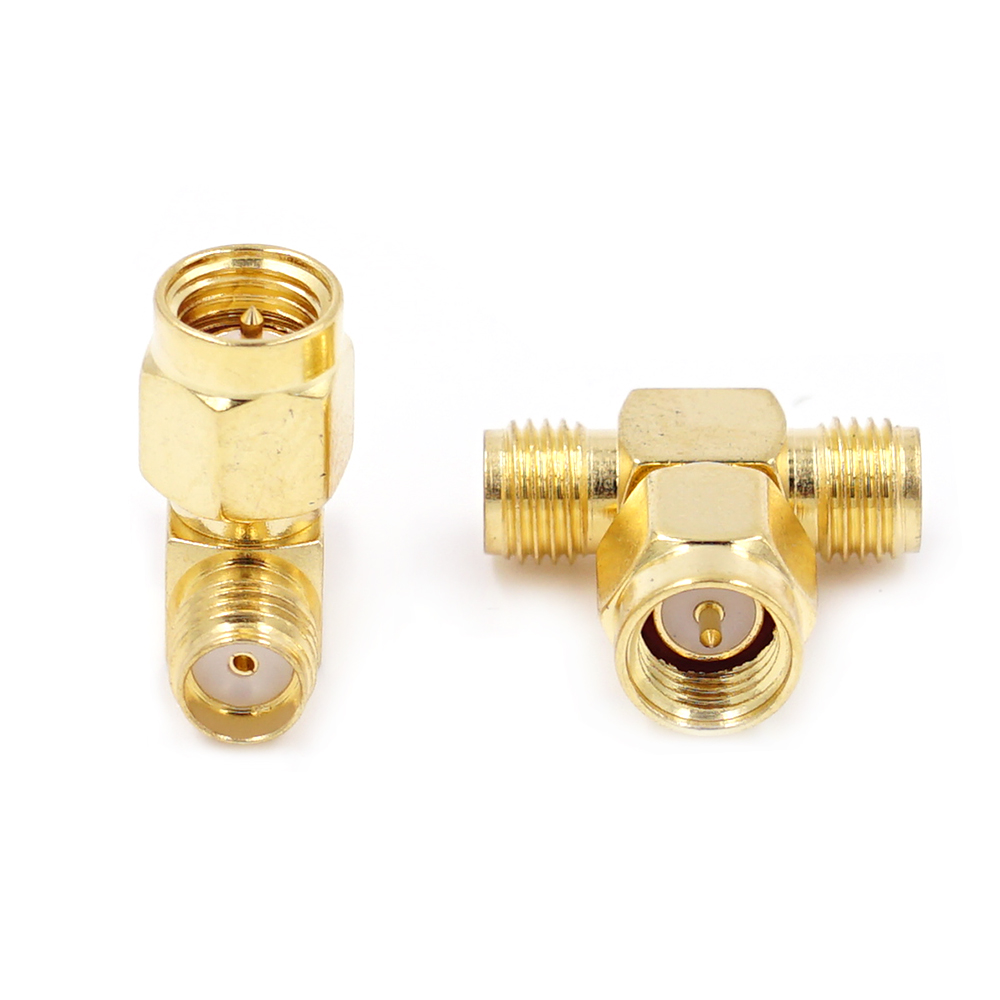 Connecteur Coaxial RF Type T SMA mâle vers 2 doubles SMA femelles, séparateur 3 voies, convertisseur d'antenne en laiton plaqué or: Lavande
