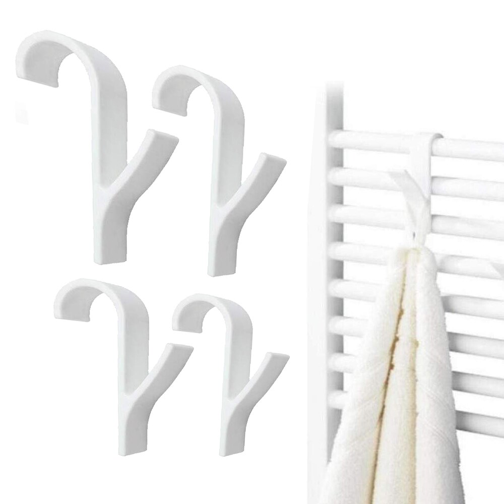 4 o 6 uds de Percha de para climatizada radiador de la toalla de baño gancho soporte colgador de ropa Percha Plegable bufanda Percha blanco