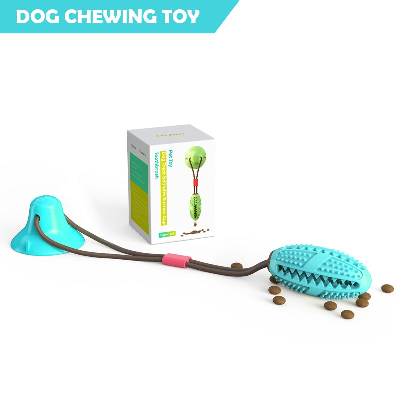 Pet Dog Toys Silicon Suction Cup Tug dog toy Dogs Push Ball Toy Pet Tooth Cleaning Dog Toothbrush for Puppy large Dog Biting Toy: D with box