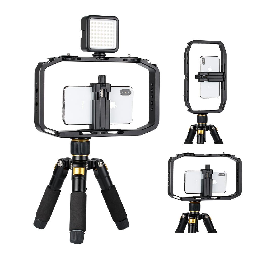 Handheld Video Rig for DSLR Camera Phone Gopro Vertical Shooting Phone Cage for Canon Nikon iPhone Xs Max X 8 7 Gopro 5 6 7