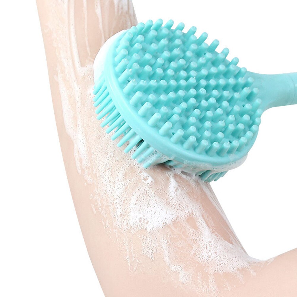 Double-sided Shower Body Brush Silicone Long Handle Back Rub Massage Shower Cleaner Back Body Brush