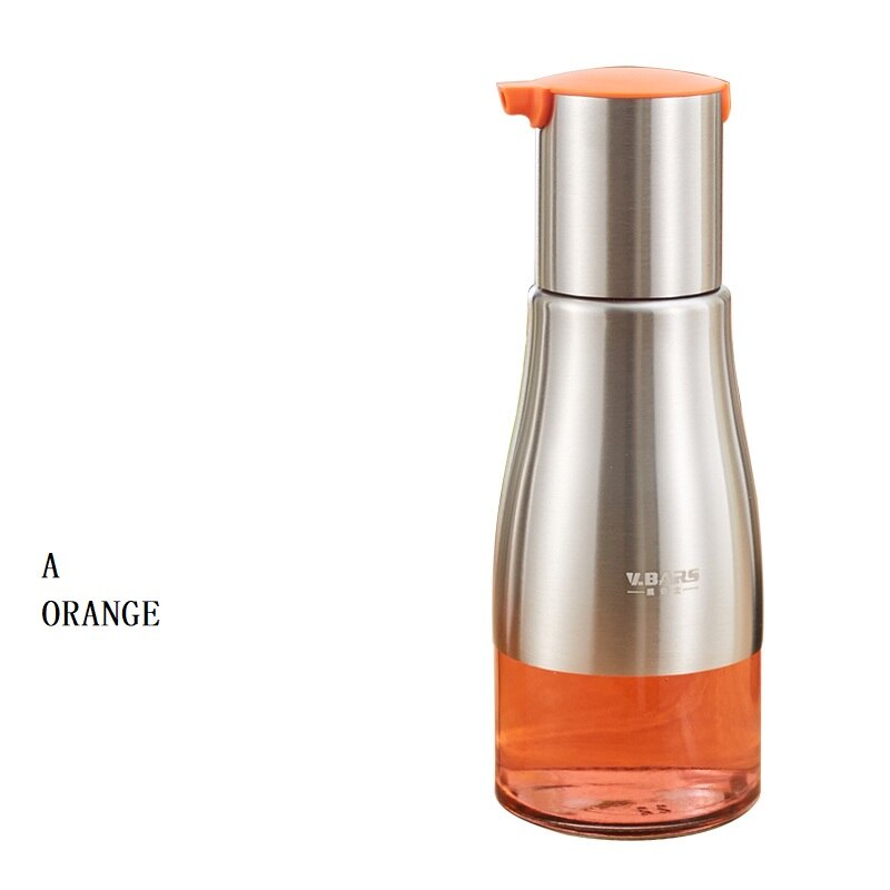 Oliekande glas lækagesikker køkken husstand 304# inox sauce olie eddike flaske krydderier flaske parfume drys: -en
