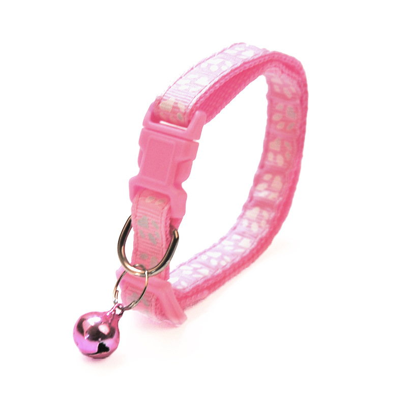 Leuke Bell Halsband Voor Katten Halsband Teddy Bomei Hond Cartoon Grappig Voetafdruk Halsbanden Leads Kat Accessoires Dier Goederen: Pink