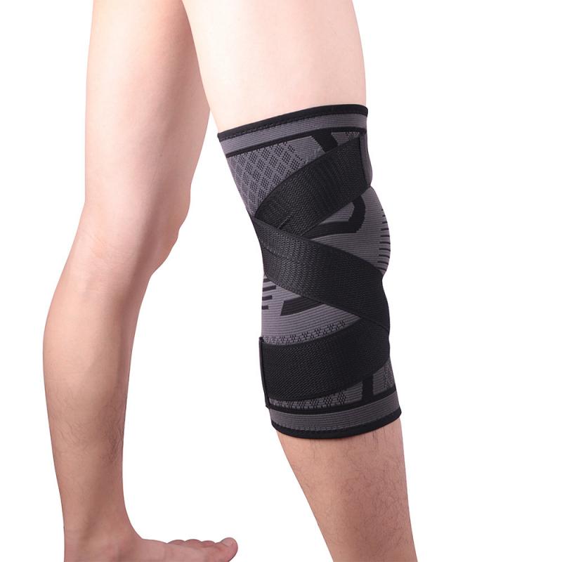 Nylon Sports Kneepad Men Fitness Running Cycling Knee Support Braces Elastic Sport Compression Knee Pad Sleeve for Basketball: Black-Unremovable / L