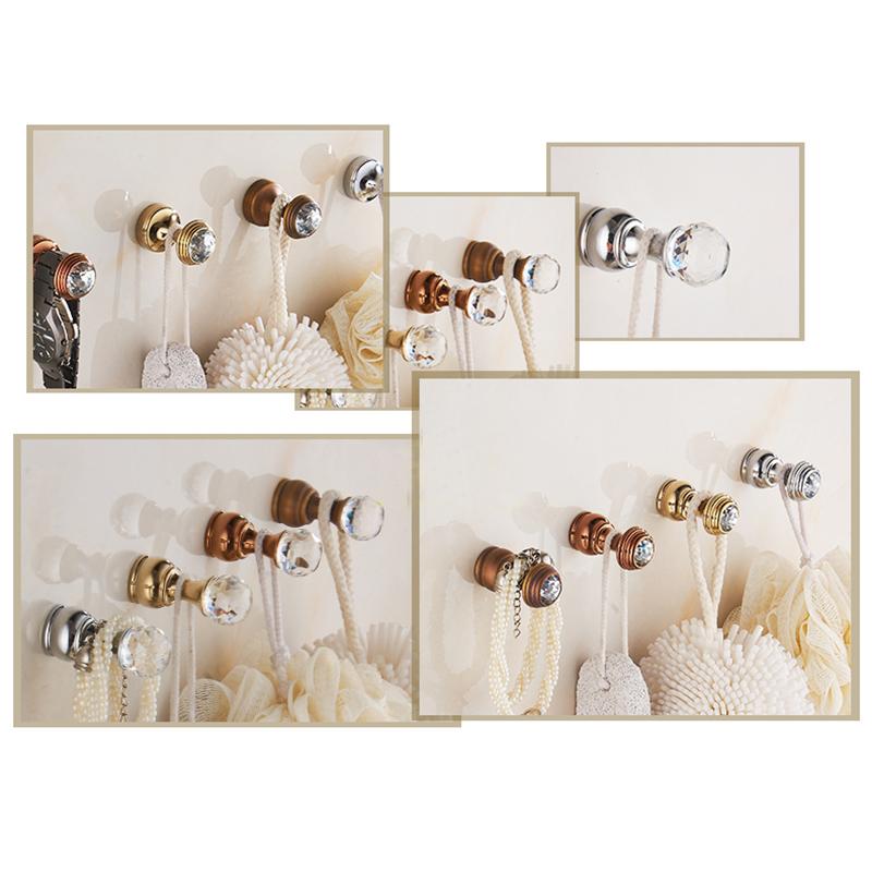 Crystal Decorative Wall Hooks Towel Hook Multiple Colour Brass Coat Hook Hangers Wall Mounted Robe Hook Bathroom Accessories