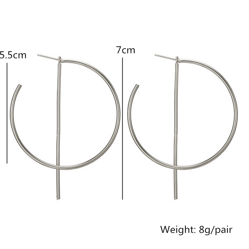 Fashion Statement Earrings 2022 Geometric Double Round Earrings For Women Simple Temperament Semi Circle Brincos Jewelry Gift: ES3202 Silver