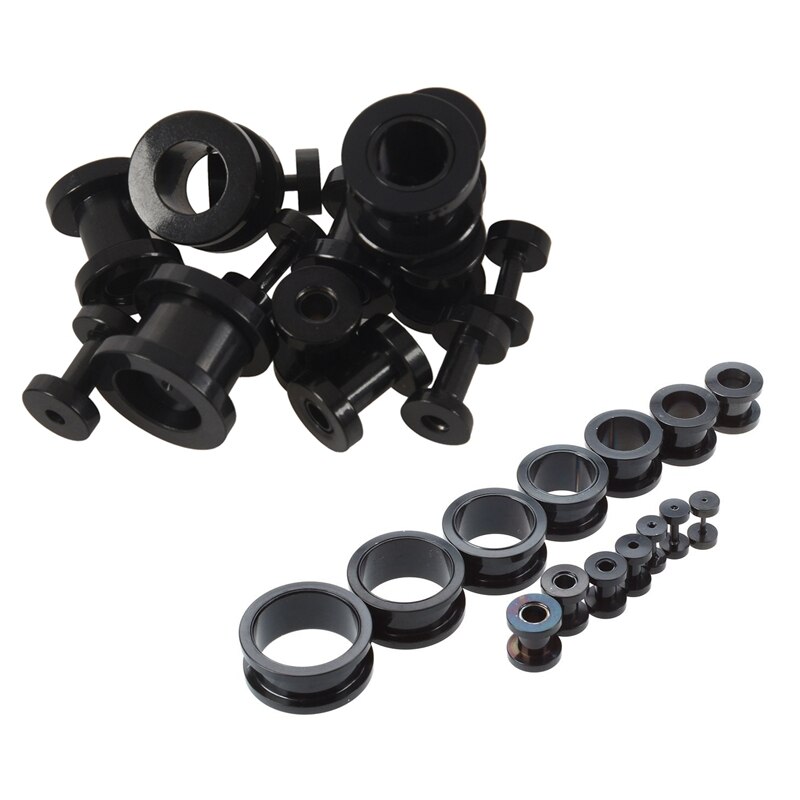 Ayoiow 2 stuks flesh tunnels, plugs chirurgisch staal oorplug heren zilveren band oorplug 2-30 mm, Roestvrij staal, zonder zirkonia